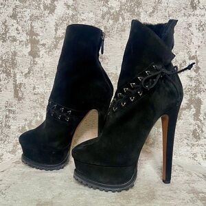 Alaia Black Suede Heeled Boots